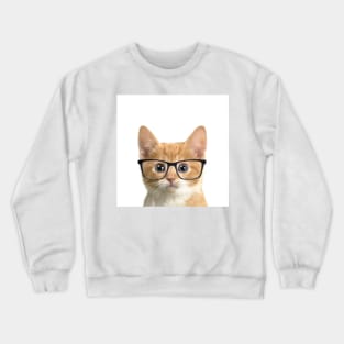 Red kitten with glasses Crewneck Sweatshirt